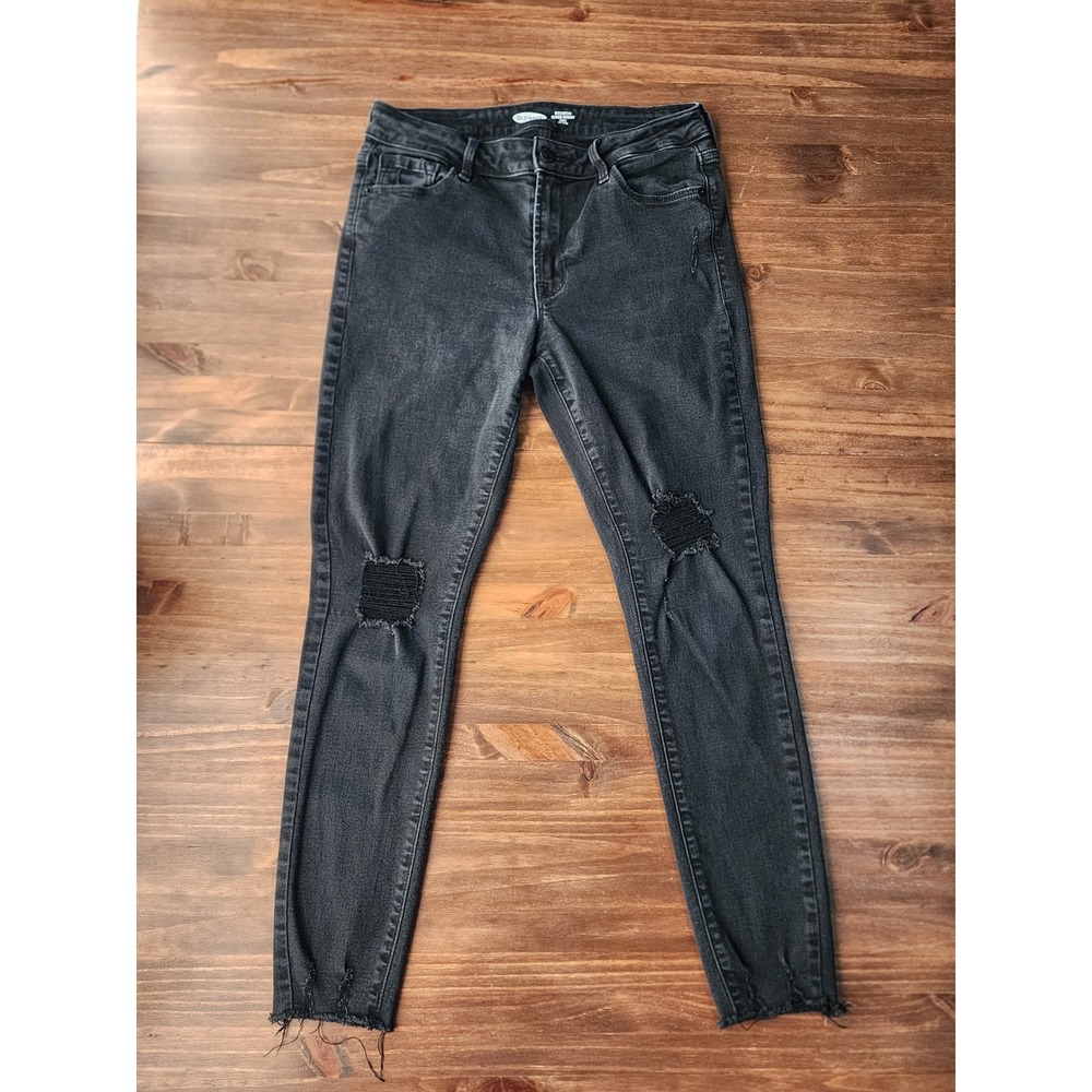 Old Navy Womens 6 Rockstar Super Skinny Jeans Distressed Ripped Raw Hem Grunge